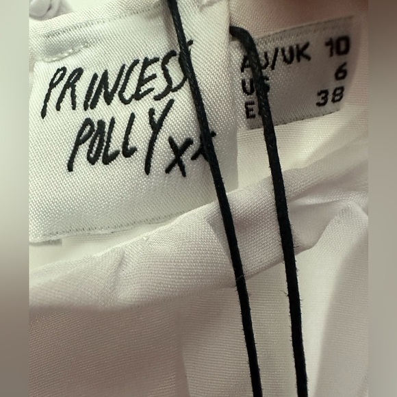 Princess Polly Dyer Sheer Sleeve Mini Dress 6 Petite White Bridal Wedding NWT - Picture 6 of 8